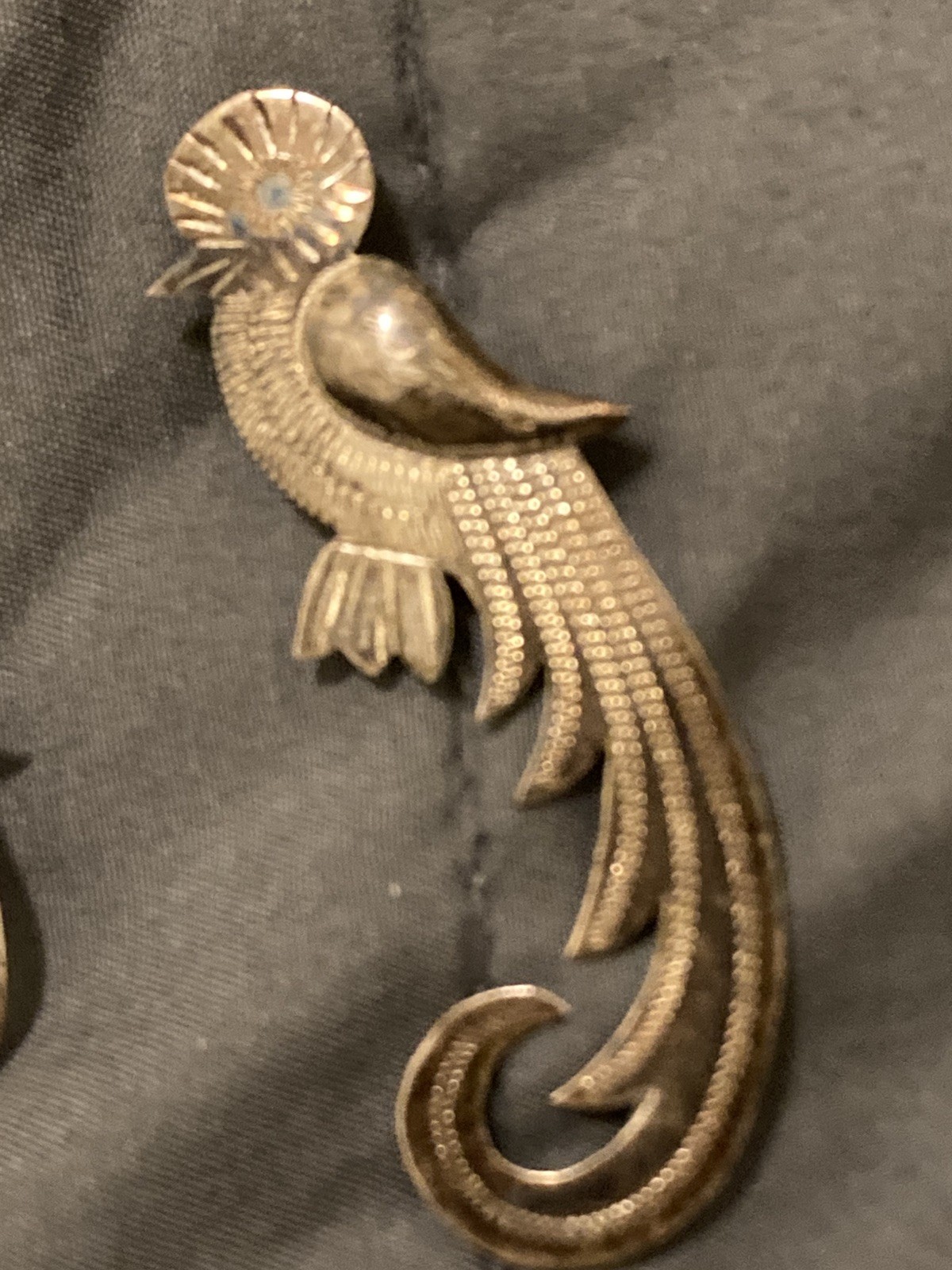 Guatemala Vintage Antique 900 sterling & 925 bird Quetzal Brooch lot of 2