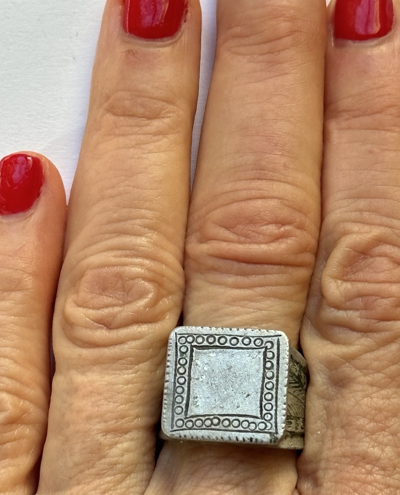Antique Ethnic Mayan Handcrafted Silver Ring From Guatemala Size 7.5