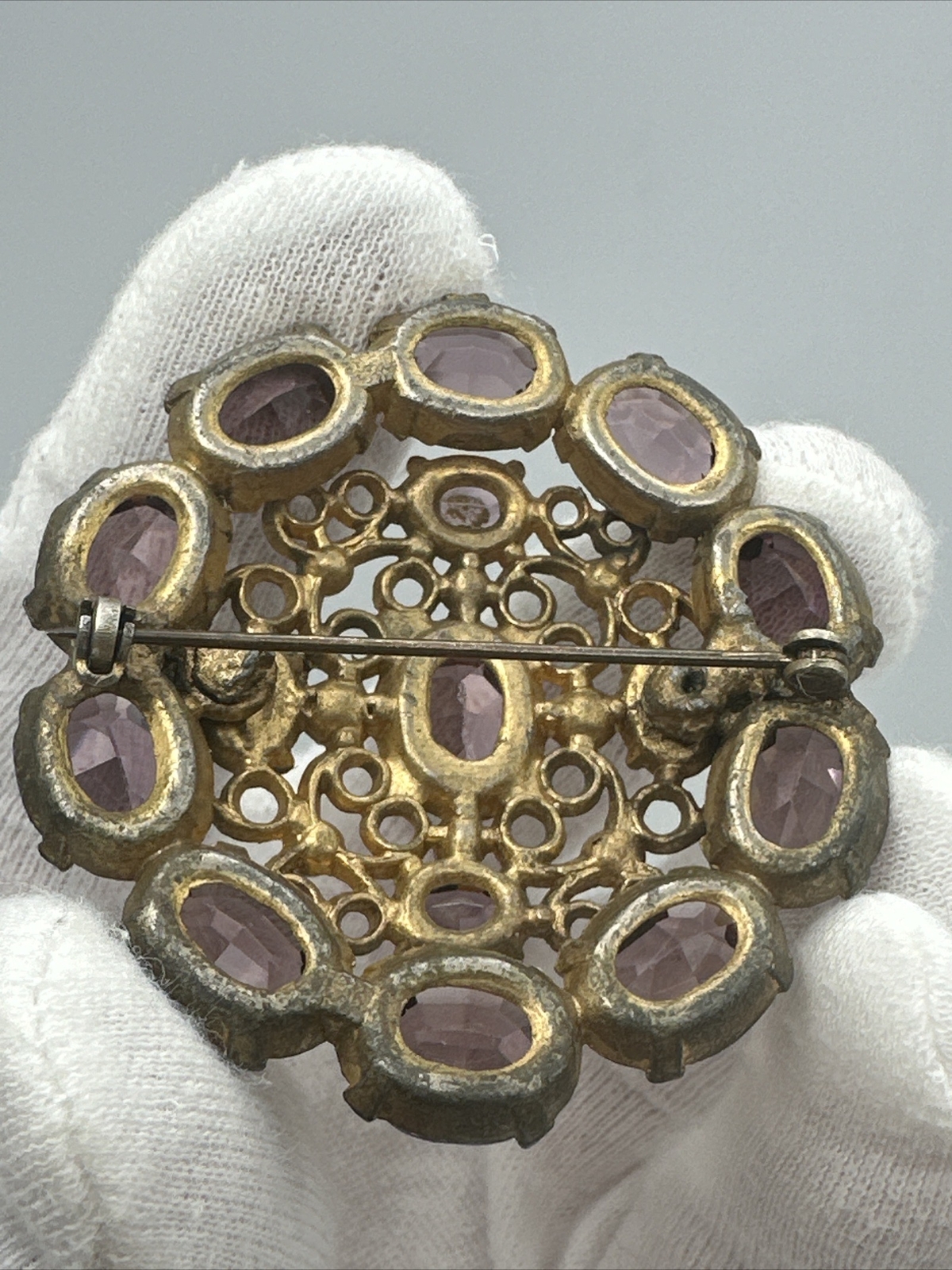 Antique Austrian Purple Crystal Brooch #746