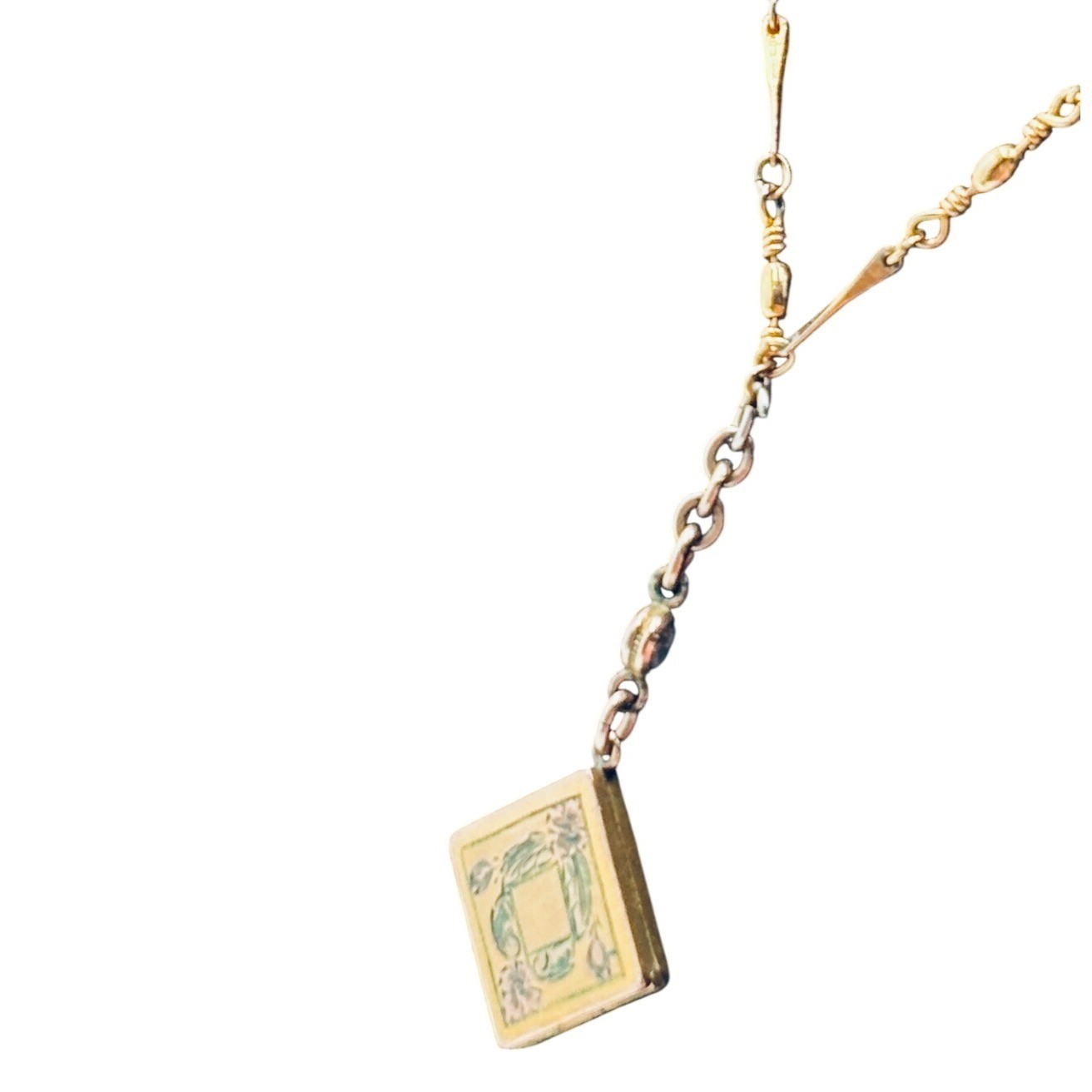 Antique VICTORIAN watch fob on a Victorian necklace Etched Bar Link Chain