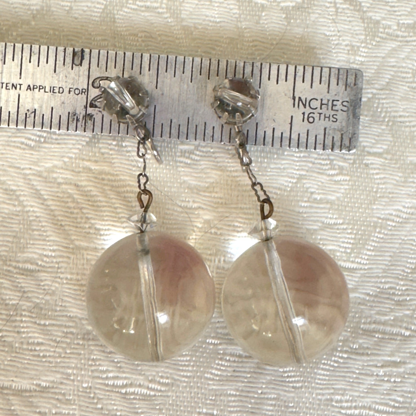 Antique Pools of Light Clip On Rock Crystal Ball Vintage Deco Swing Earrings