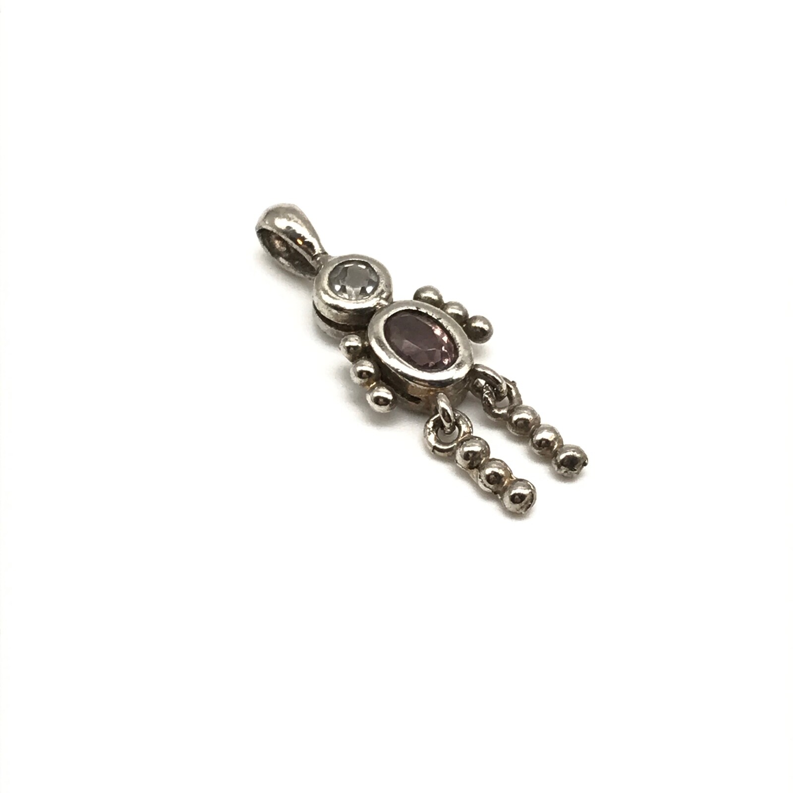 925 Sterling Silver CZ Stick Figure Person Pendant
