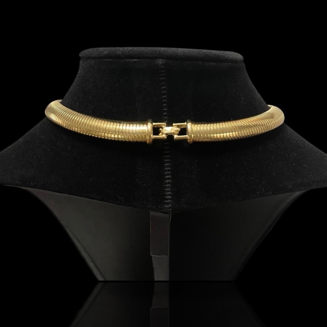 Monet Gold Tone Collar Necklace NWT Sealed Vintage 1990s 2000s Rigid Snake Chain
