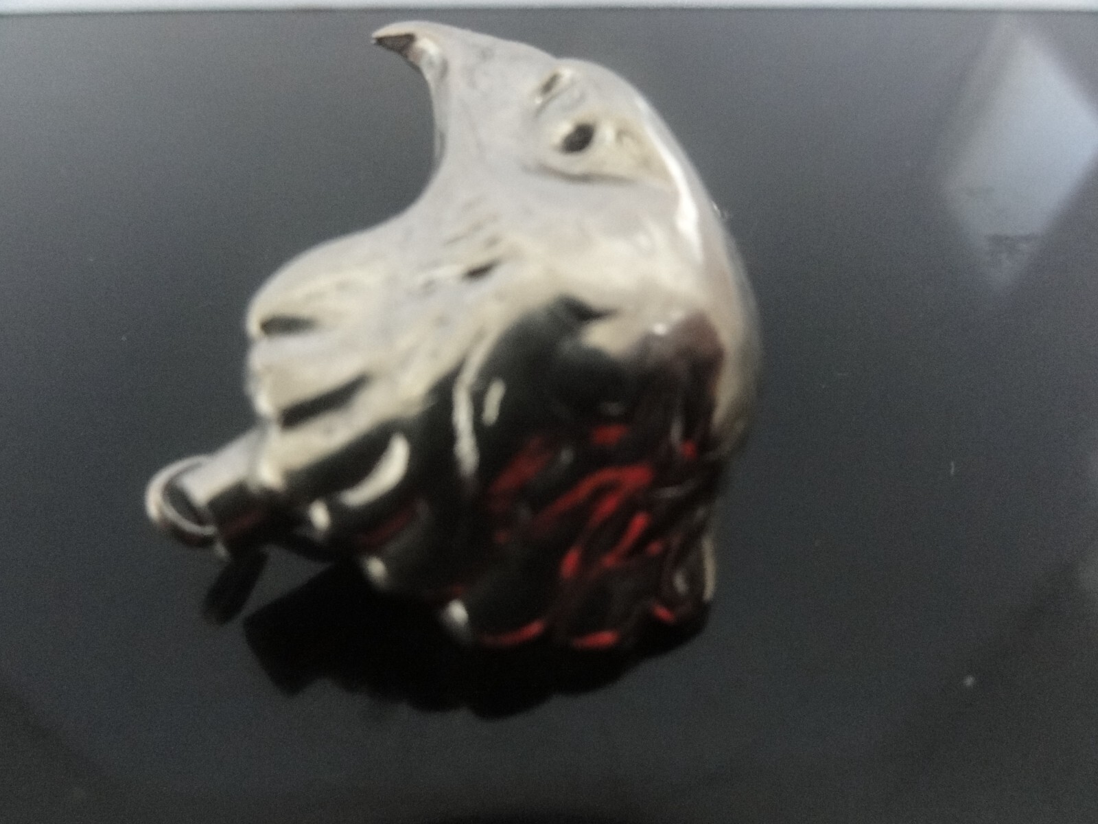 Vtg Rare Silver Eagle Head Man Hat Revere Hunt Pin Brooch with Feather Container