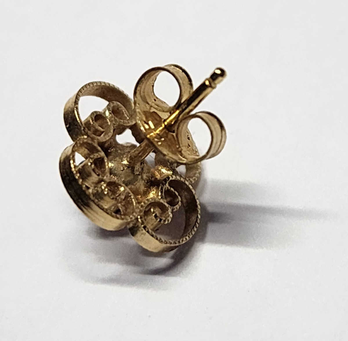 Vintage ING 12K Gold Filled Filigree earings, Smoky Quartz Retro Flower