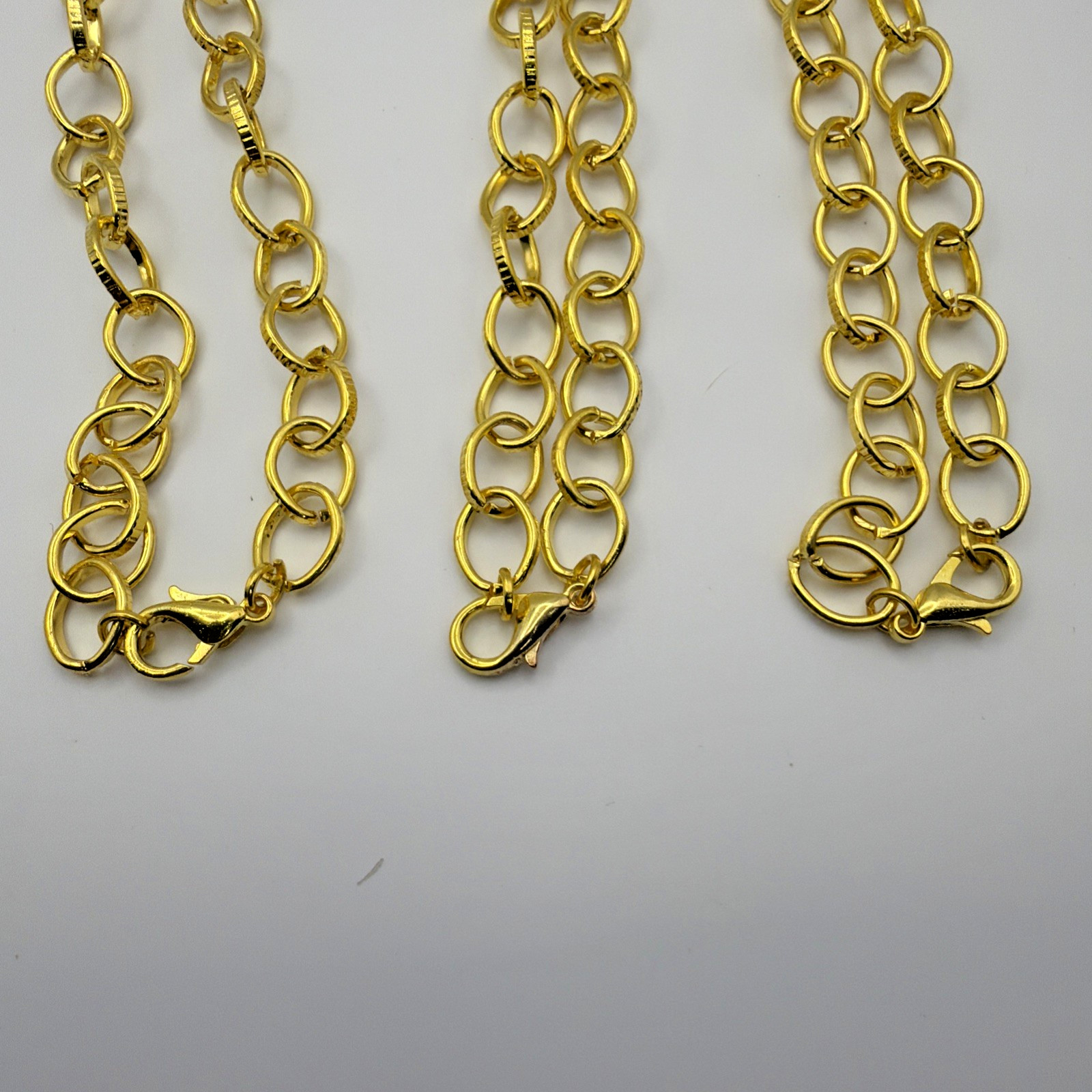 3 Vintage Loop Gold Tone Chain Necklace Lot#L09