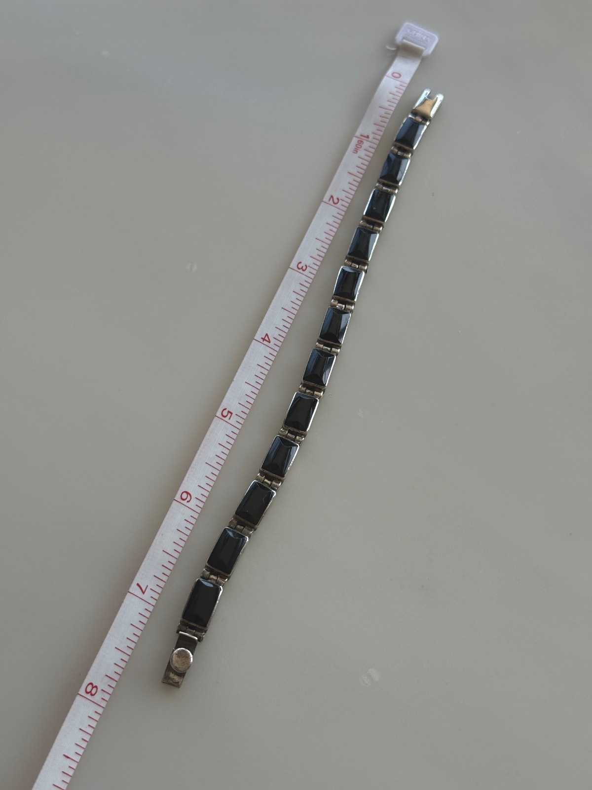 Vintage Taxco Mexico Sterling Silver 950 Black Onyx Tennis Bracelet TM-181 7.5″