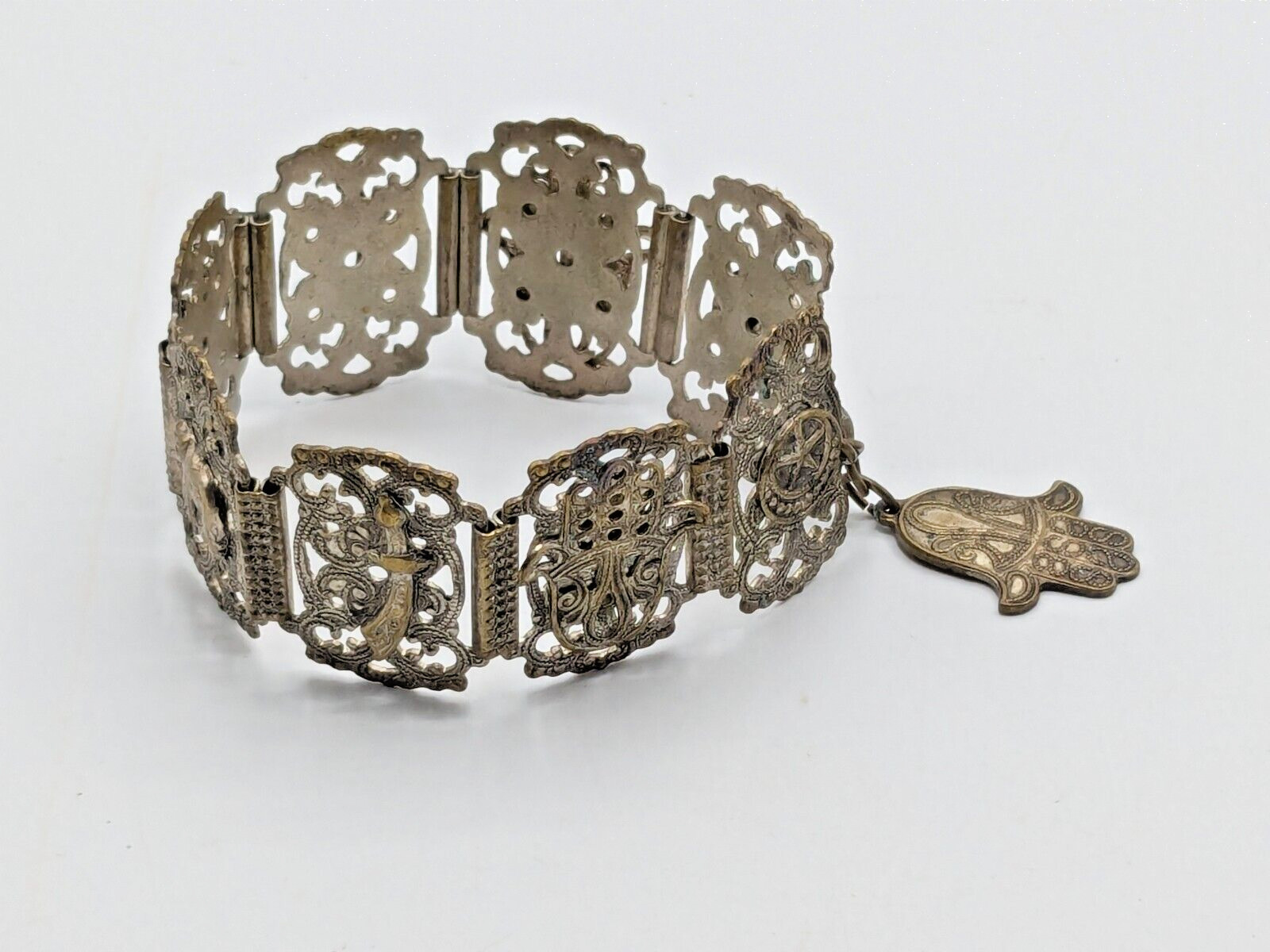 Vintage Souvenir De Maroc Brass Filigree Bracelet