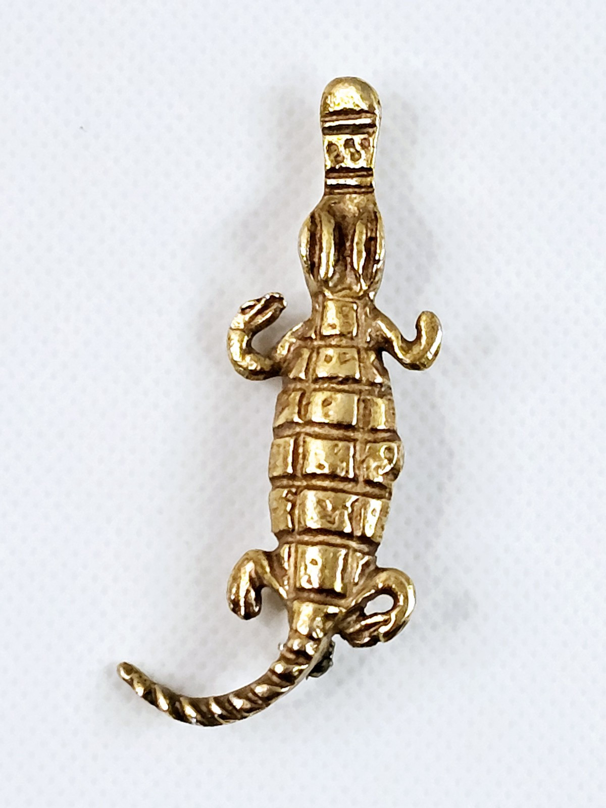 Alva Studios Crocodile Alligator Gold Tone Brooch Pin Vtg Signed 2 3/8″
