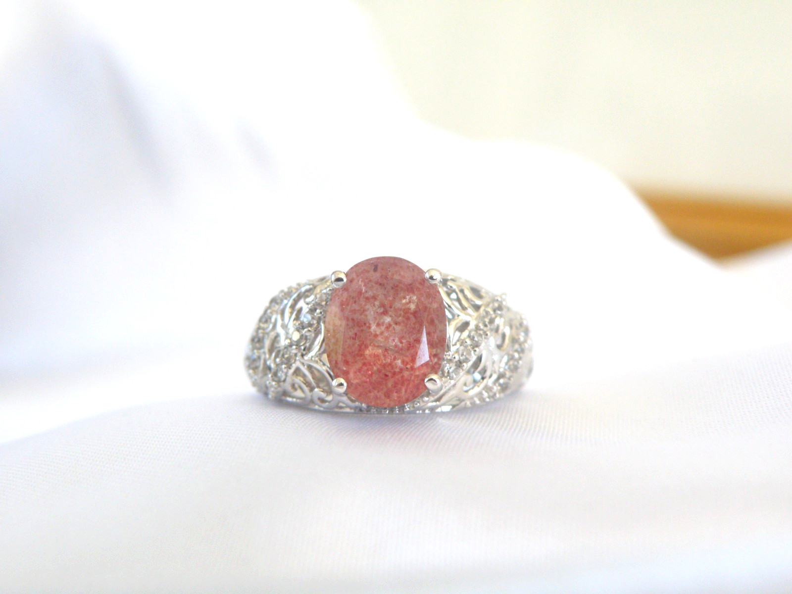 DJoy Sterling Silver 925 Pink Tanzanian Natronite Ring Size 7