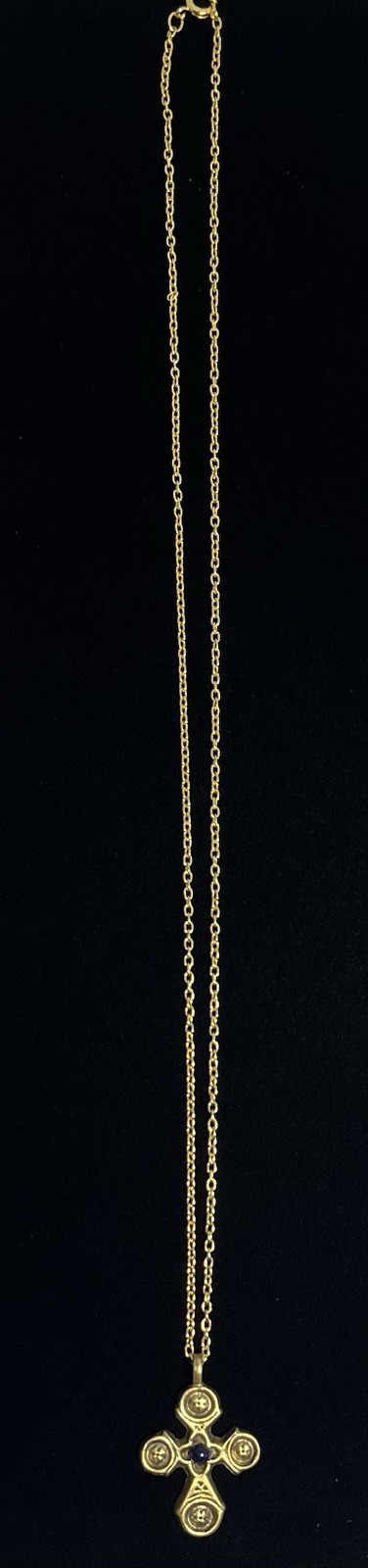 Vintage CROSS Alva Studios Museum Religious Pendant Gold Tone 24″ Necklace