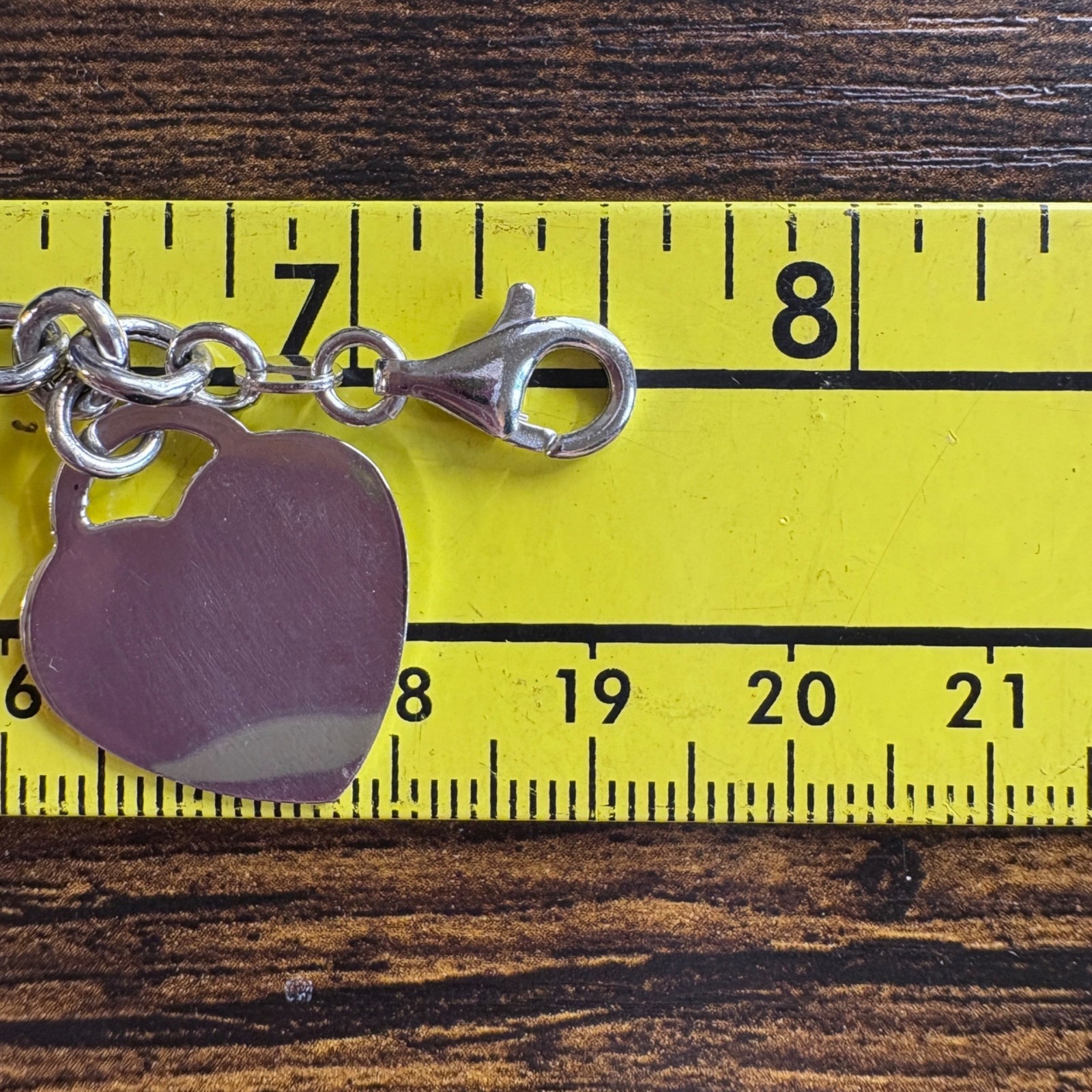 Heart Tag Round Link Chain Bracelet VTG Sterling Silver 925 Size 7.5″ Length