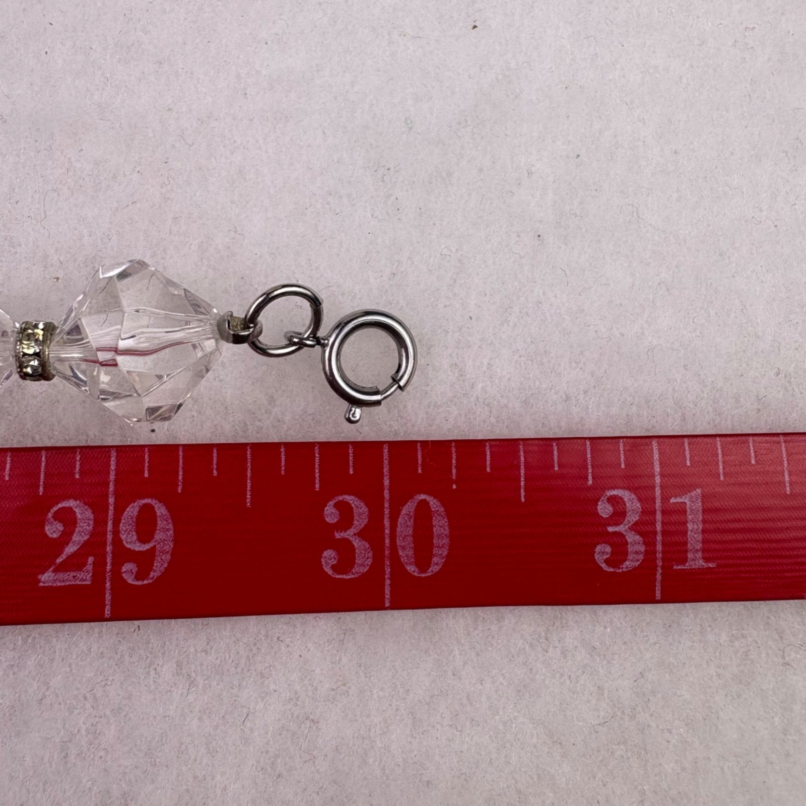 Vintage Faceted Clear Crystal Bead Necklace Silver Tone Clasp