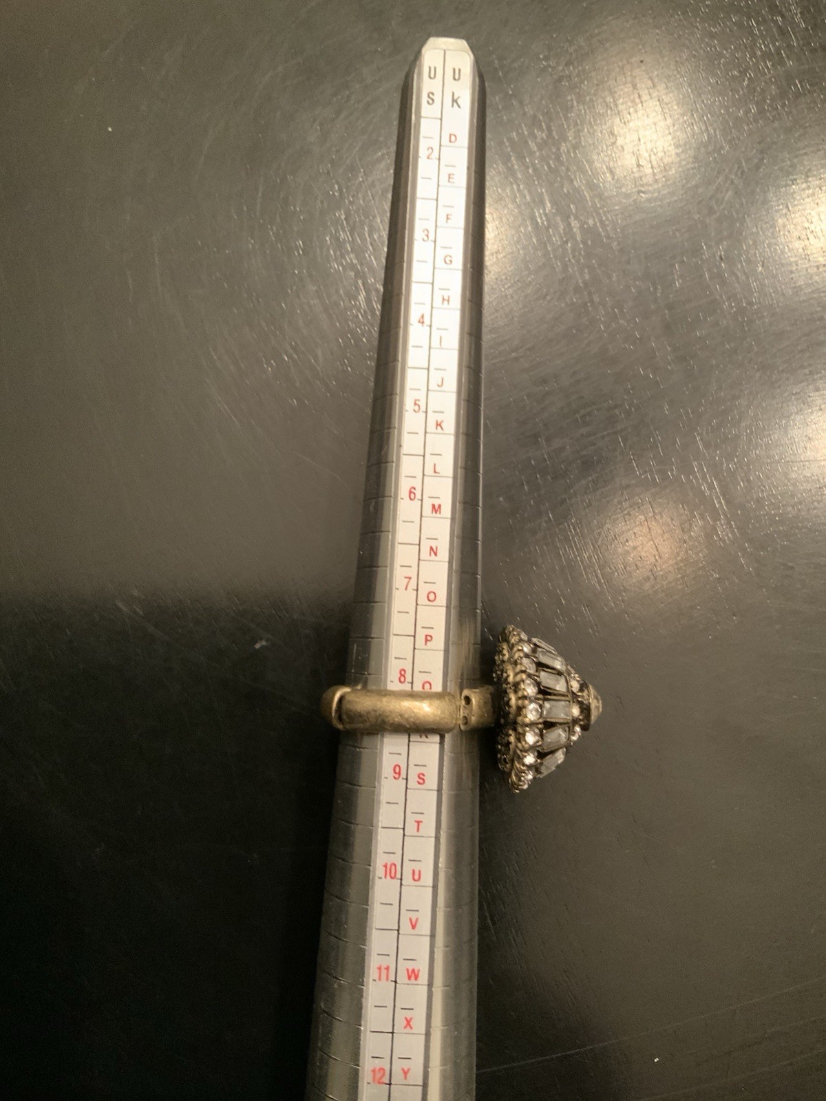 Gold Tone Rhinestone Dome Ring Stretch Tubular Band Fits Various Sizes Boho
