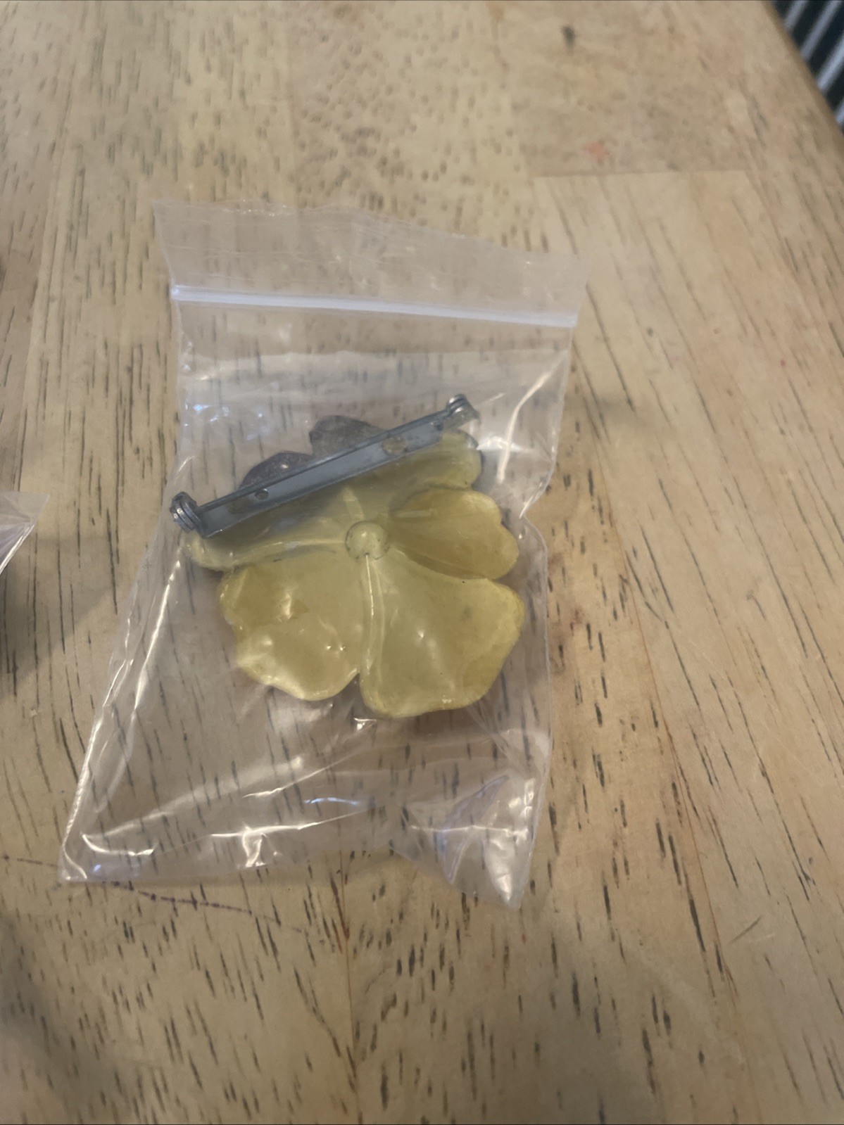 Vintage Yellow & Brown Plastic Pansy /Flower Brooch & Clip Earrings Set