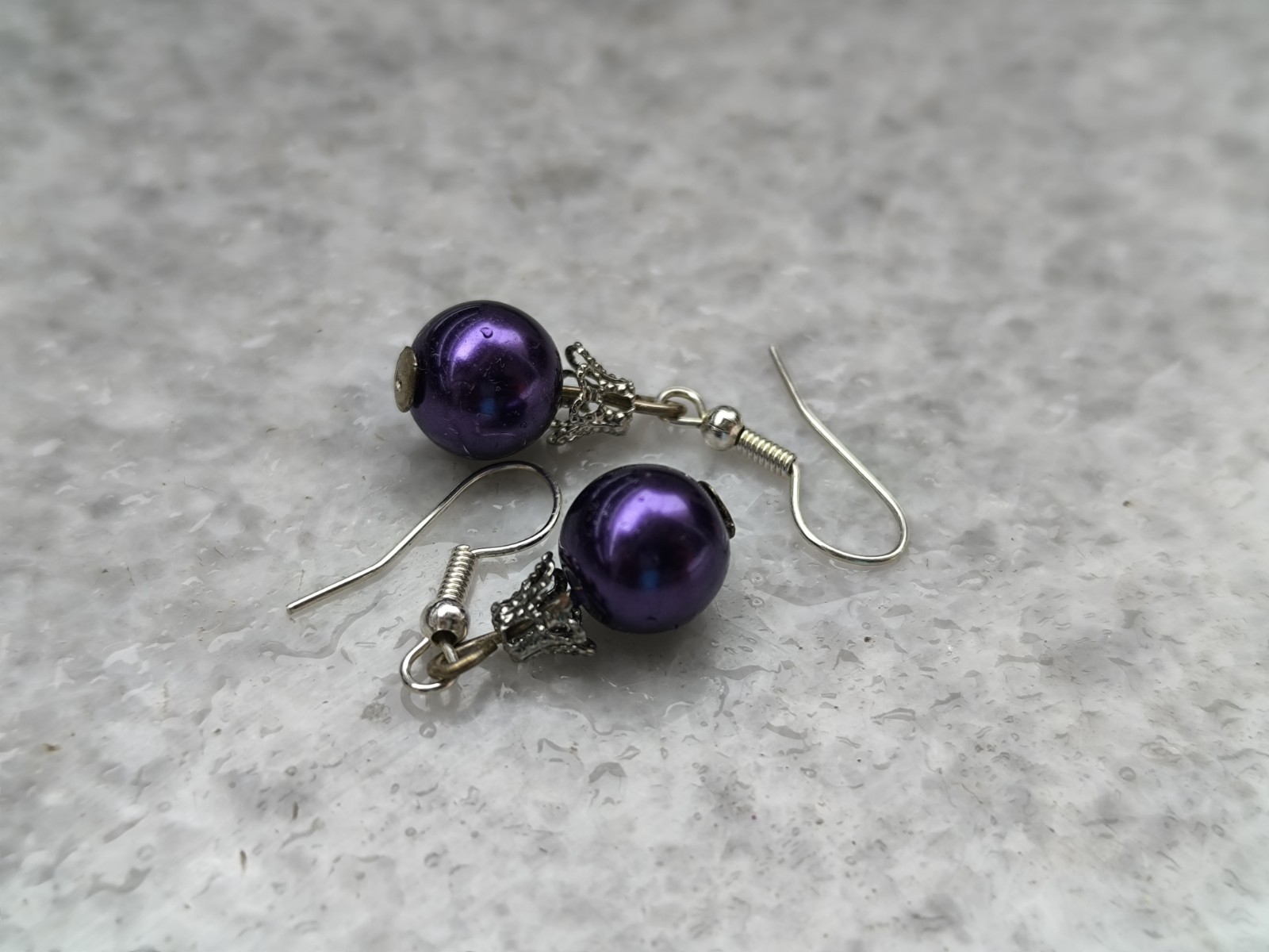 Vintage purple earrings like Christmas tree balls