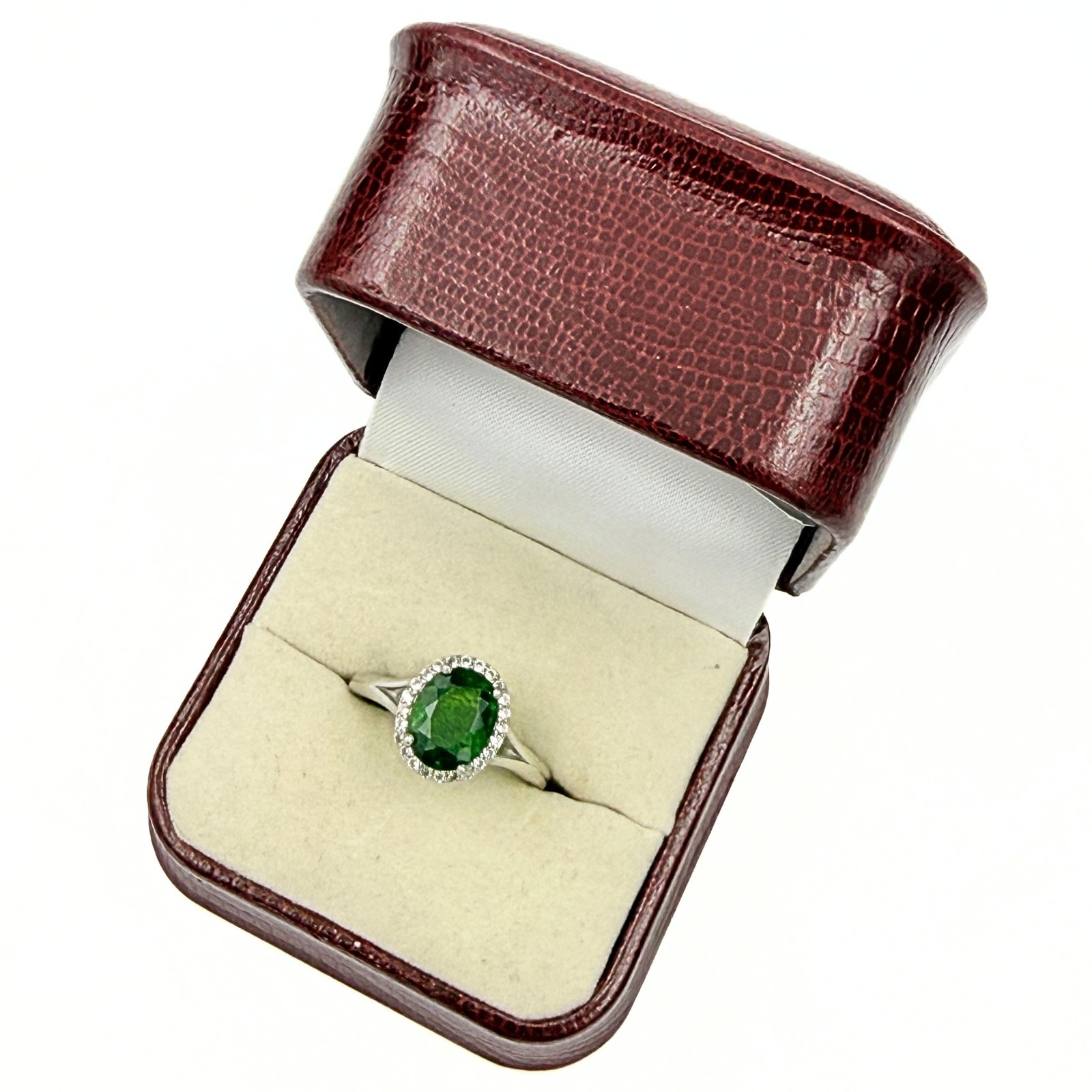 Signed BBJ Sterling Silver Green Iolite Oval Cut Cocktail Statement Ring Sz 10