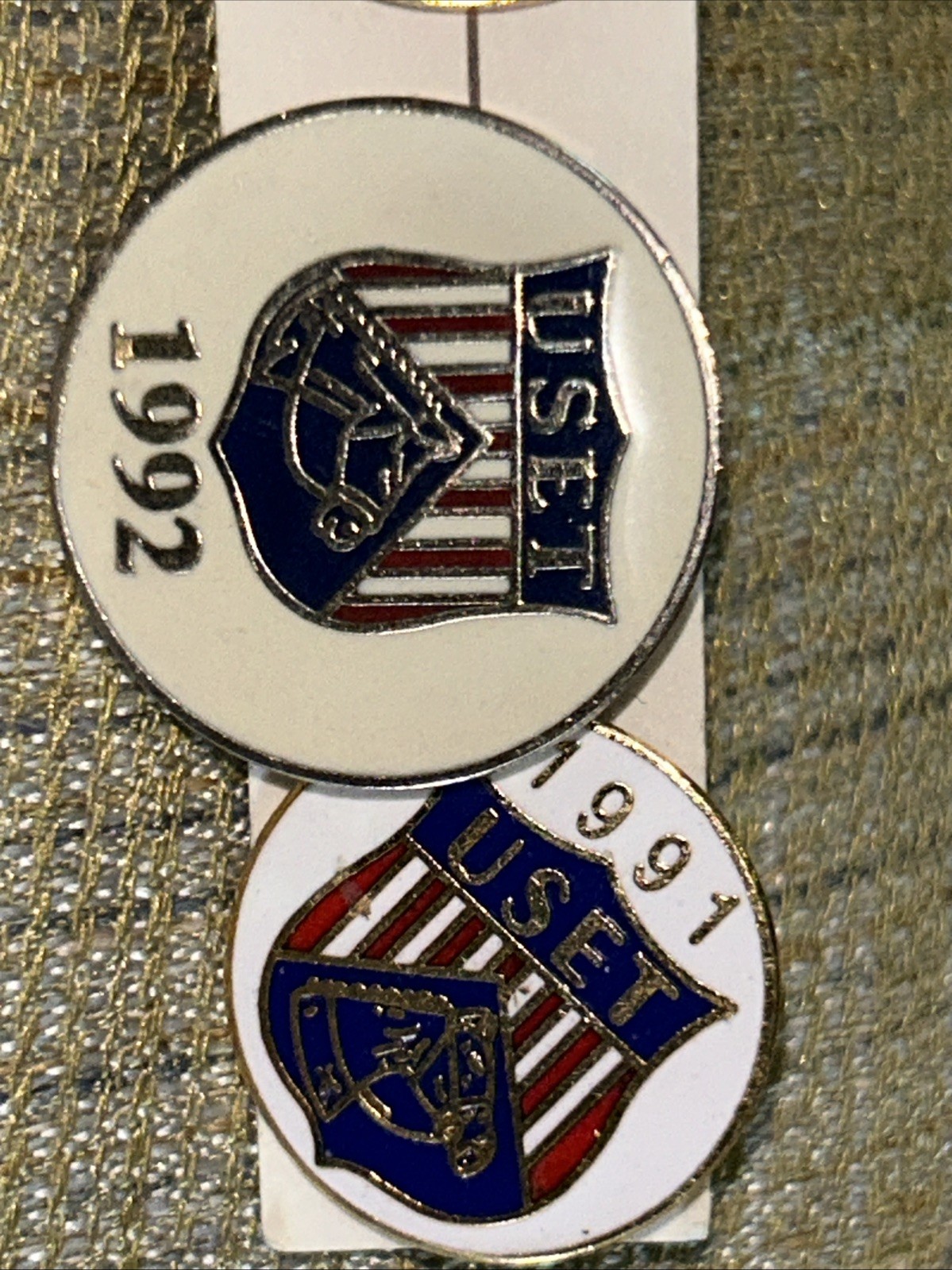 USET Equestrian Team Lettered Pin Red, White Blue Gold Tone Set Of 6 Plus 2 More