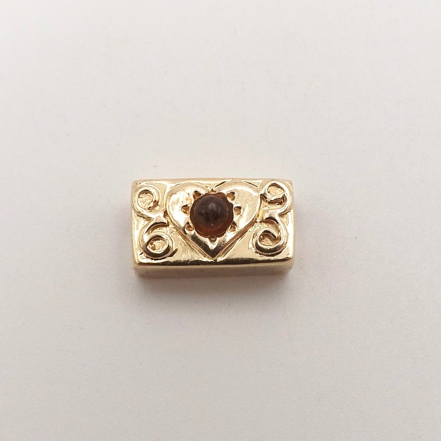 Solid 14k Gold Natural Citrine Heart Slide Bracelet Charm Vintage Designer JM
