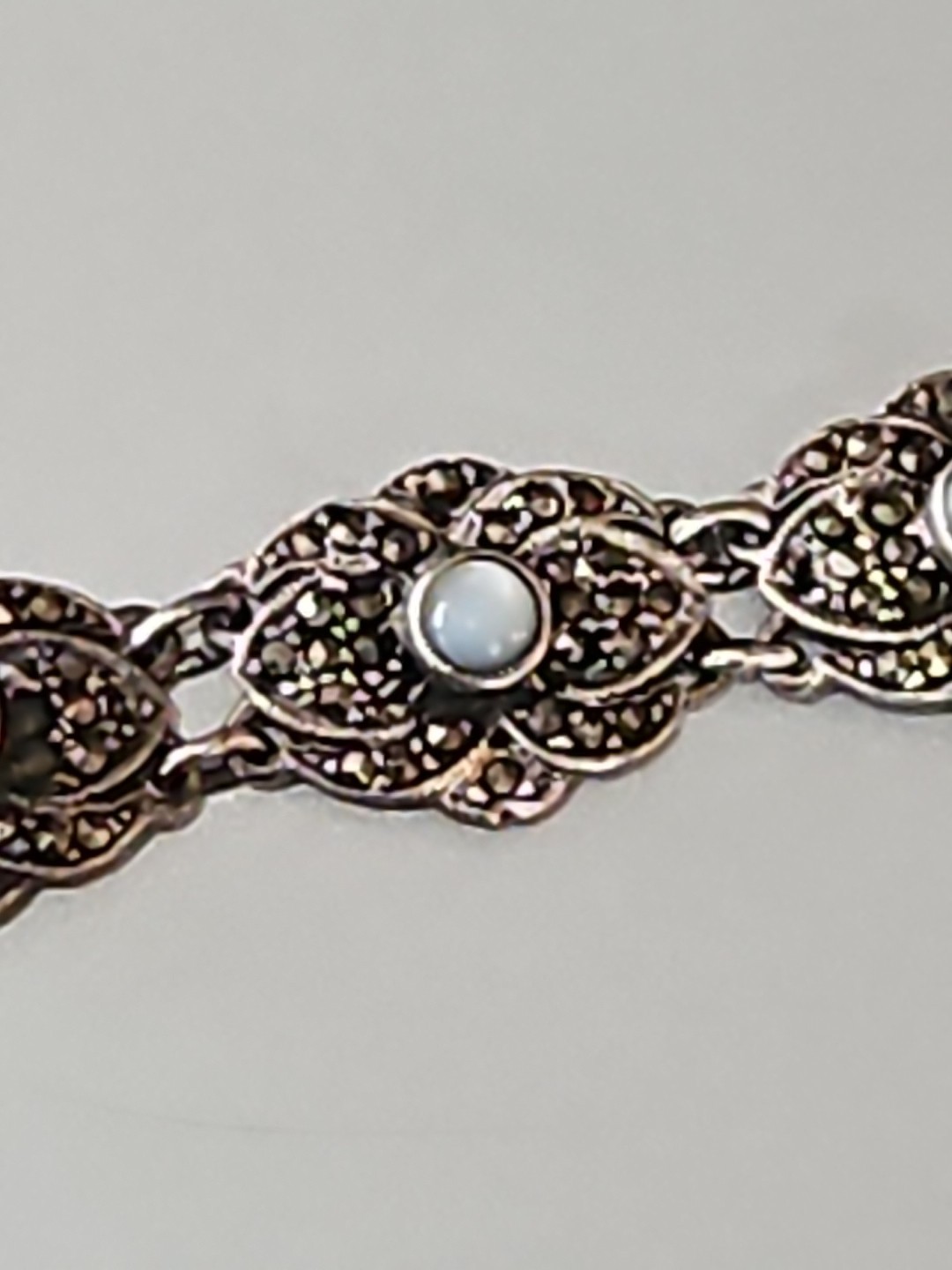 Vintage Sterling Silver 925 Thailand Marcasite Bracelet 7″ (Missing Sm Stones)