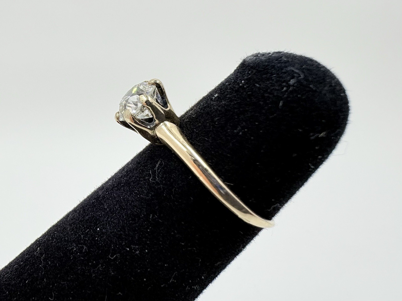Antique Vintage Old European Cut Natural Diamond Solitaire Ring 0.85 ct Size 4.5