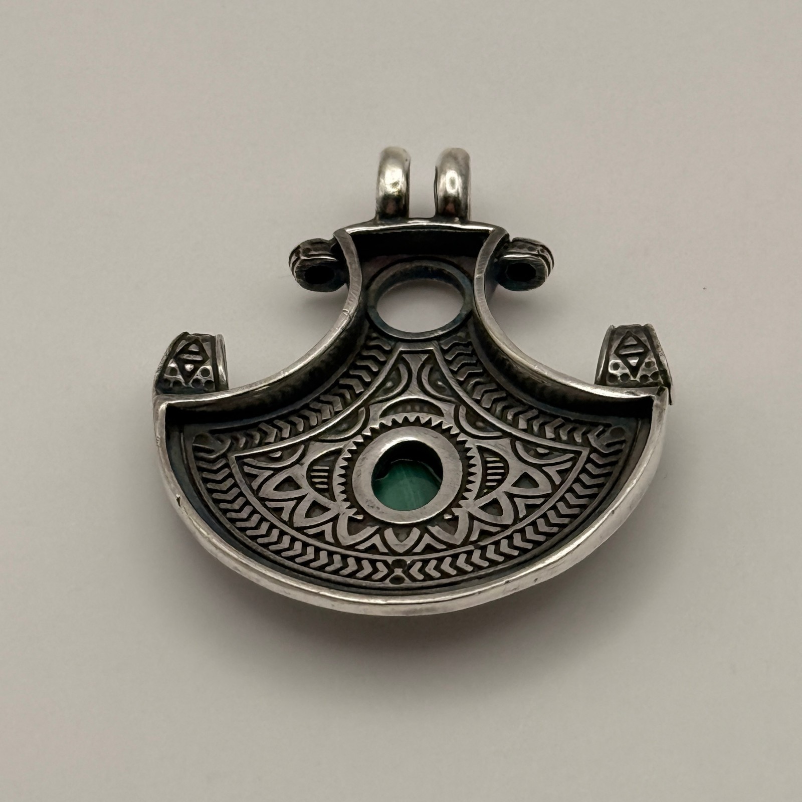 Ancient Victorian Star Pendant Silver Necklace Rare Amulet With Natural Stone