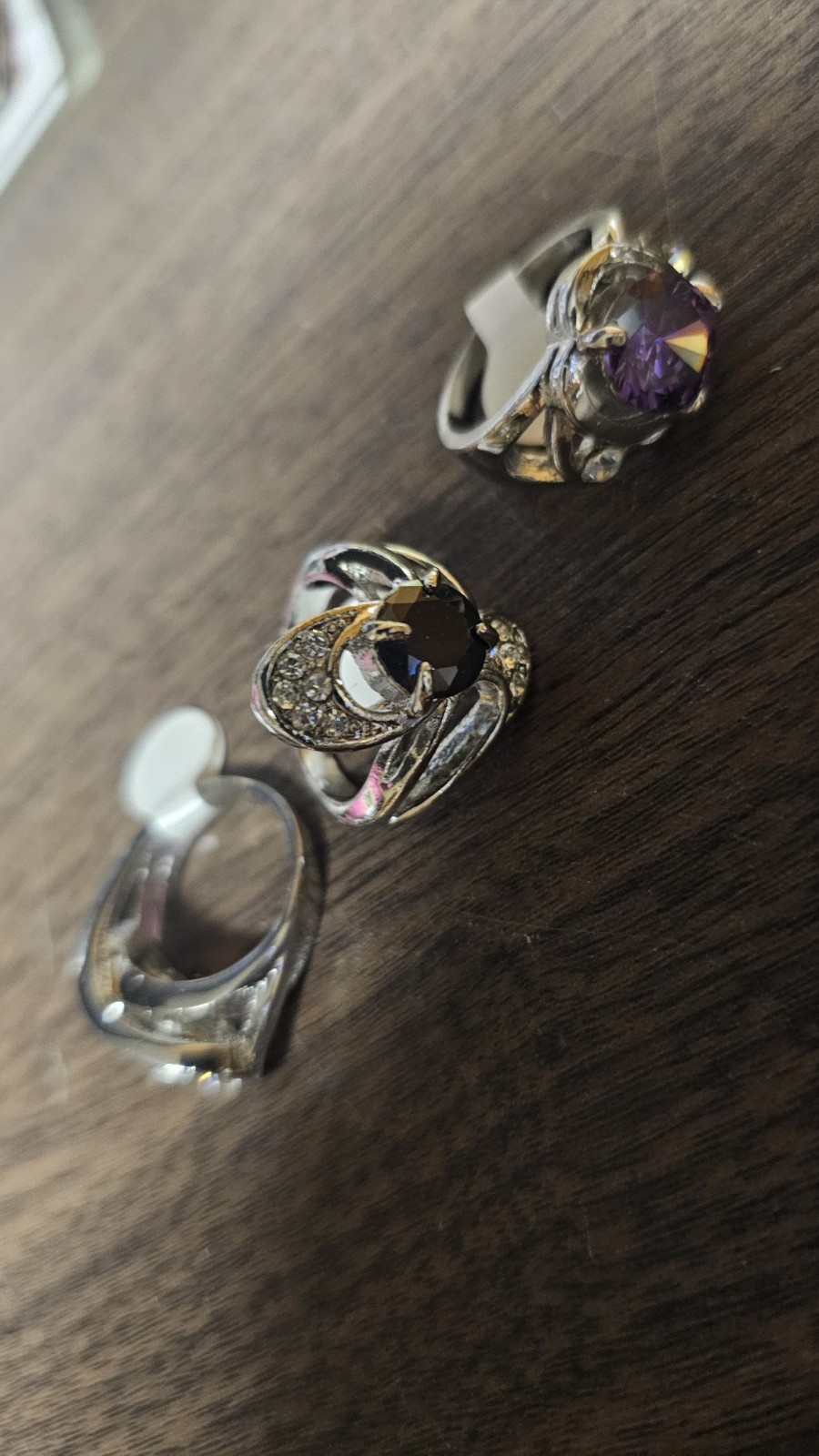 Big Vintage Costume Jewelry Lot 5 Rings Designer Fashion Size 9 50s 60s 70s 80s