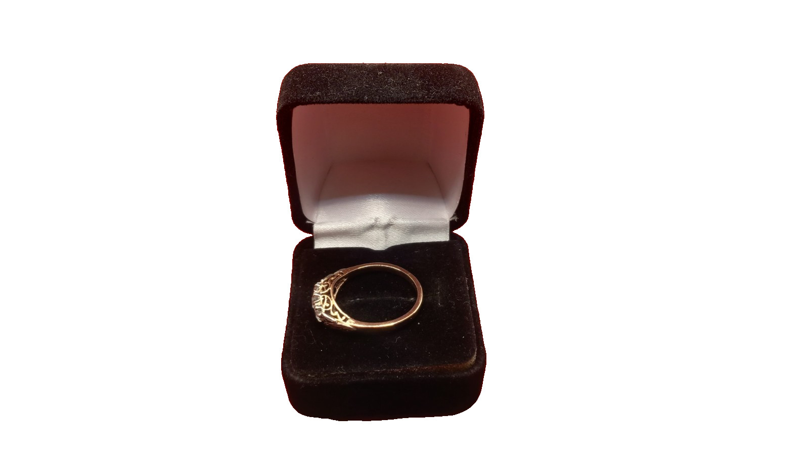 Vintage British 9 Carat Gold Palladium Ring with Trilogy Stones
