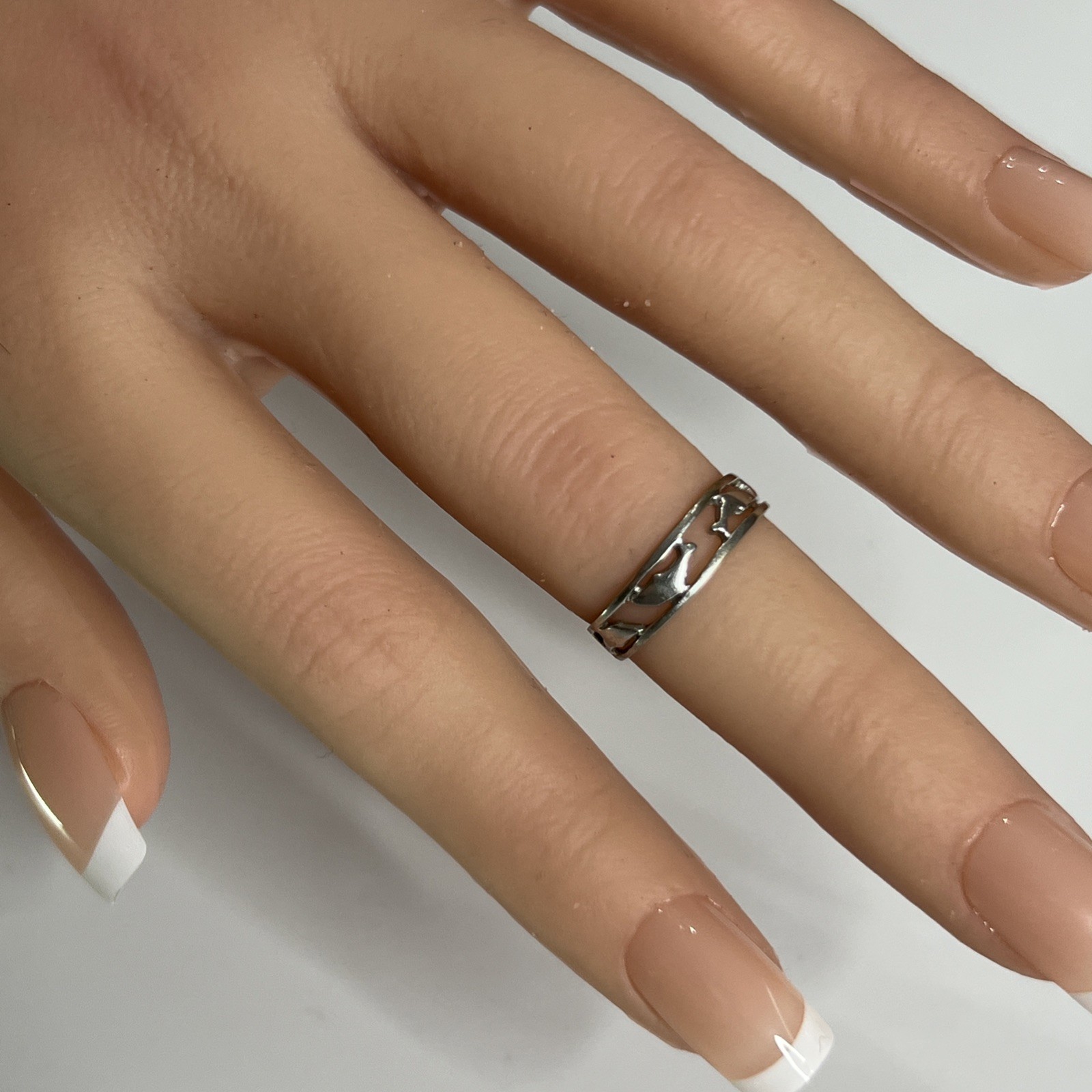 Vintage CW 10k White Gold Dolphin Toe Midi Pinky Child Ring Band Adjustable
