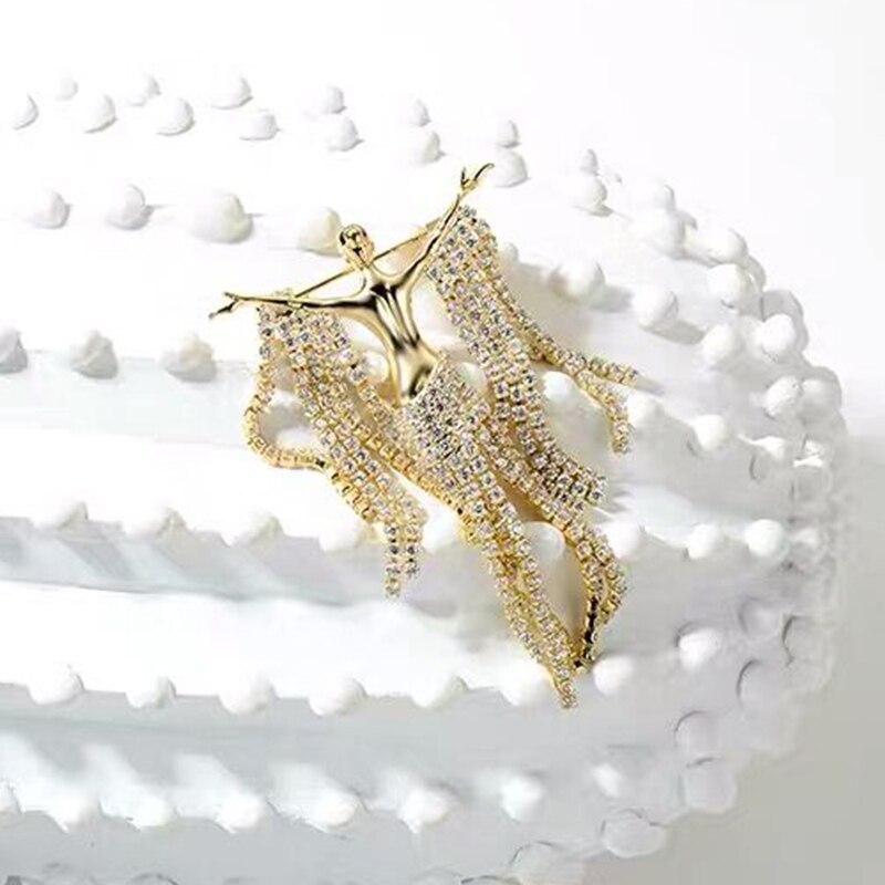 Rhinstone Ladies Doll Brooch Alloy Beauty tassel Girl Women Men Jewelry Gift