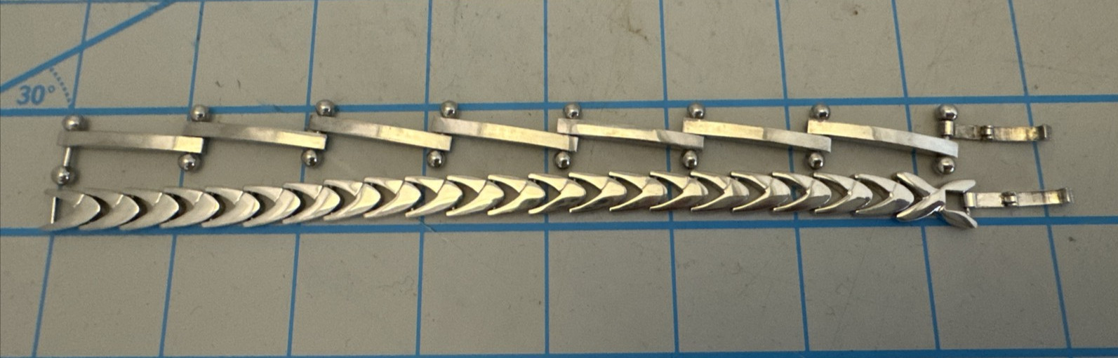 Vintage 925 Sterling Silver Bar Link Articulated Chain Bracelet 8″ 22.46 Grams