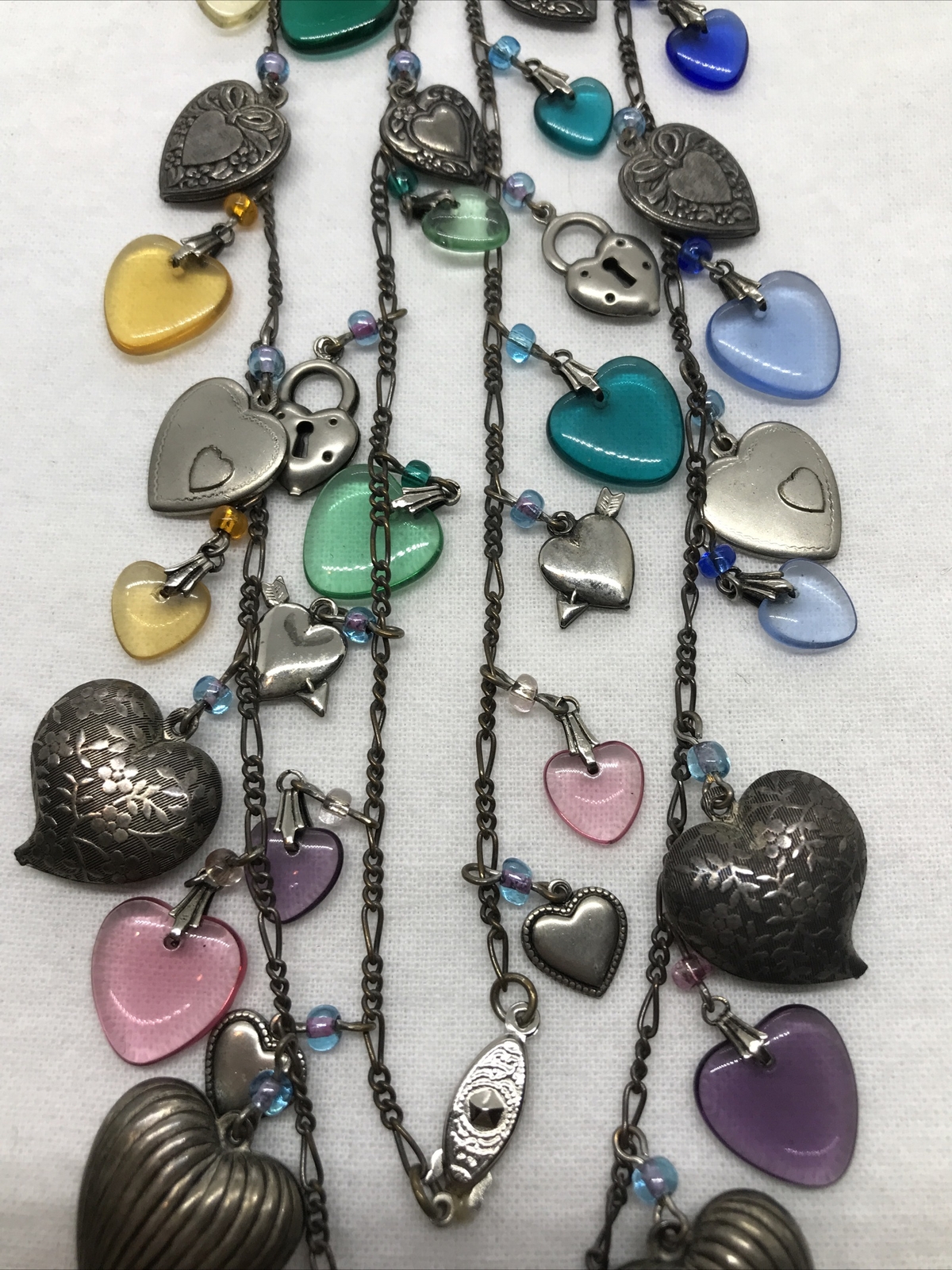 Vintage Glass Works Studio Glass & Silver Charms in Multi Colors Necklace 23