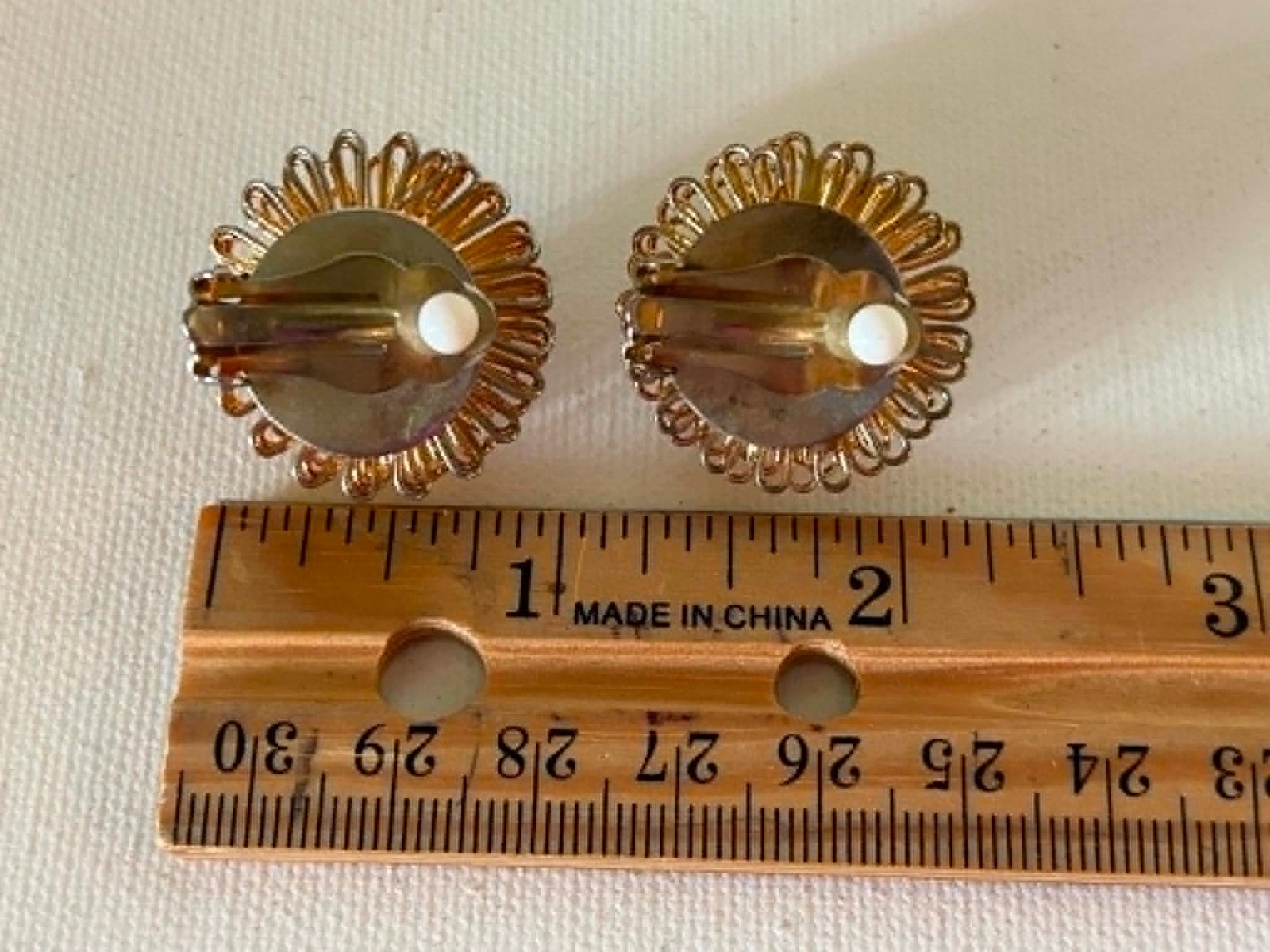 vintage atomic starburst Earrings Estate find gold-tone wire spikes Clip on