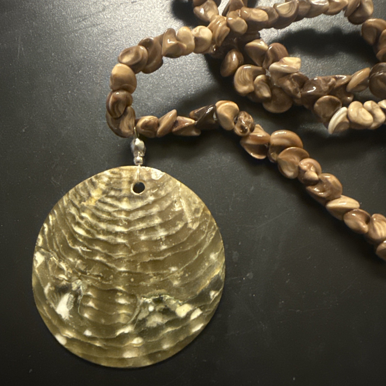Vintage Shell Beads And Shell Pendant