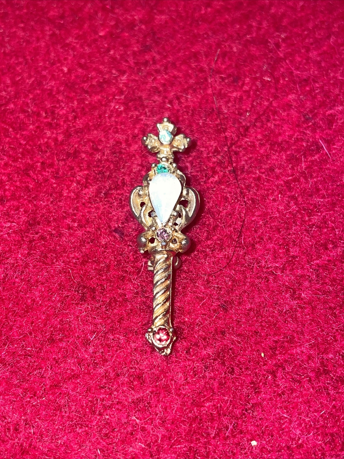 Antique Sword Brooch w/Ruby, Amethyst, Opal, Emerald And Blue Colored Gemstones