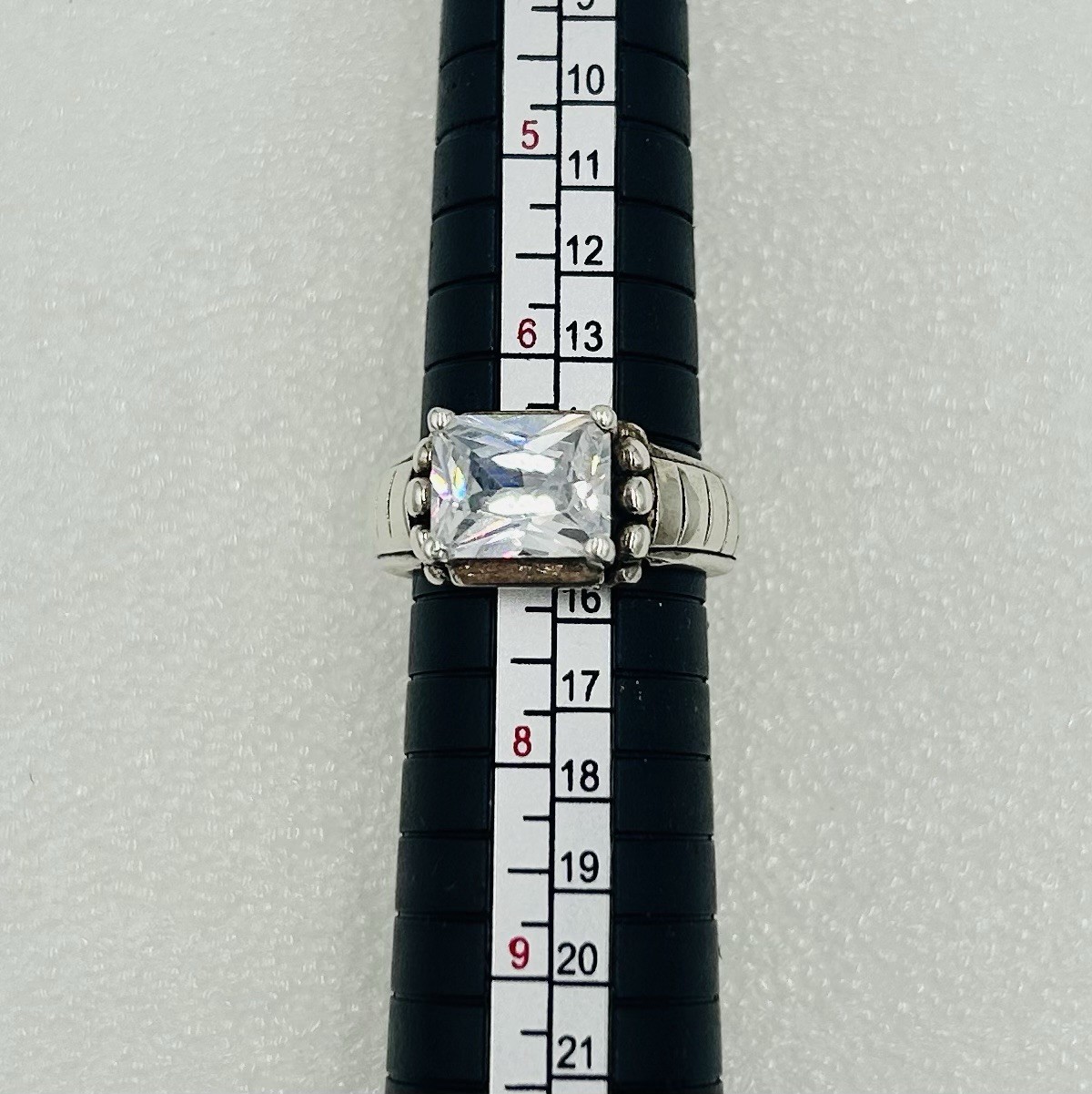 VTG Sterling Silver 925 Cushion Cut Cubic Zirconia 4mm Band Ring Size 7