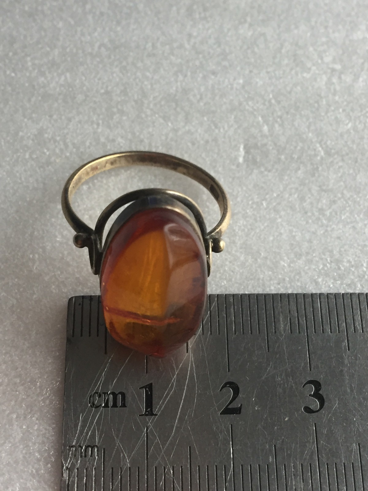 Rings Gold Plated Vintage Soviet Silver 875 USSR 100% Genuine Royal amber Baltic