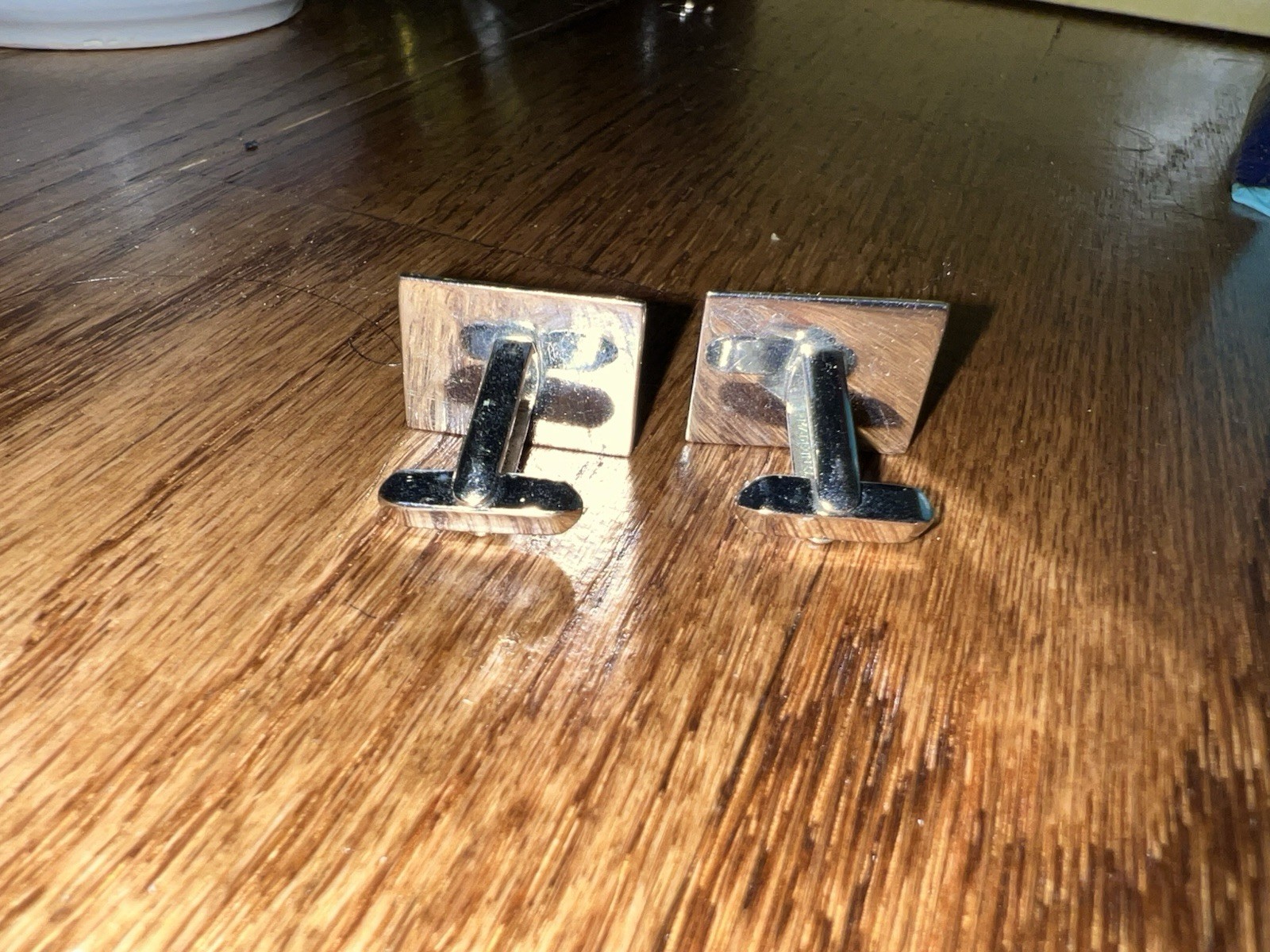 Cufflinks Vintage Old Chrome Silver Lozenge Diamond Rectangle Retro Style