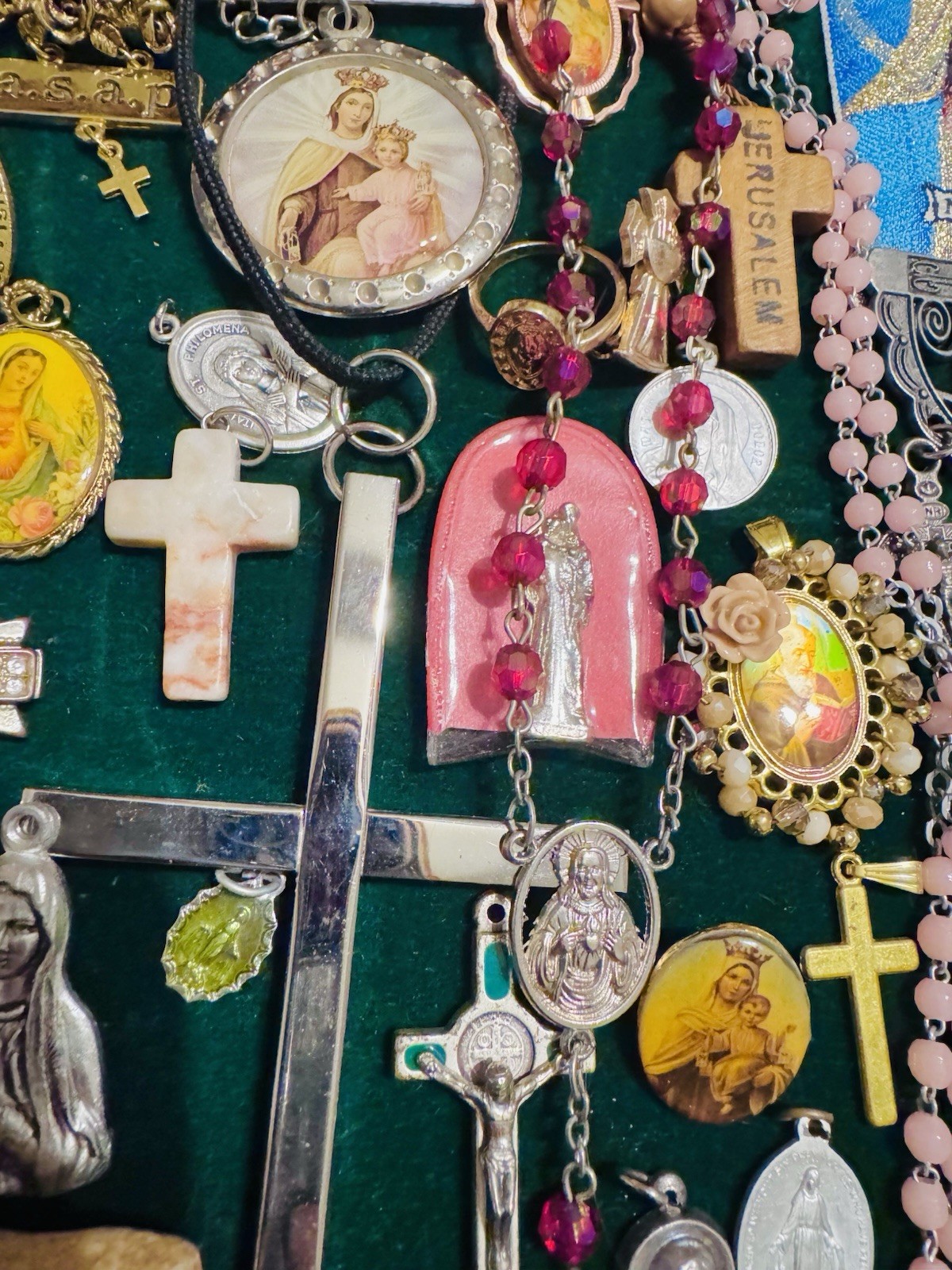 Vintage Modern Religious Cross Necklace Jewelry Lot 120+ Italy Germany Bethlehem