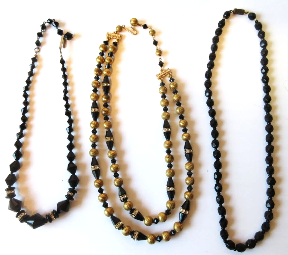 3 Vintage Glass Beaded Necklaces