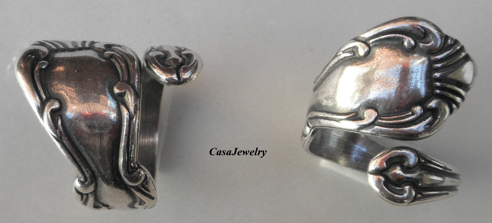 #4222 ANTIQUED .925 STERLING SILVER PLATED ADJUSTABLE SPOON RING