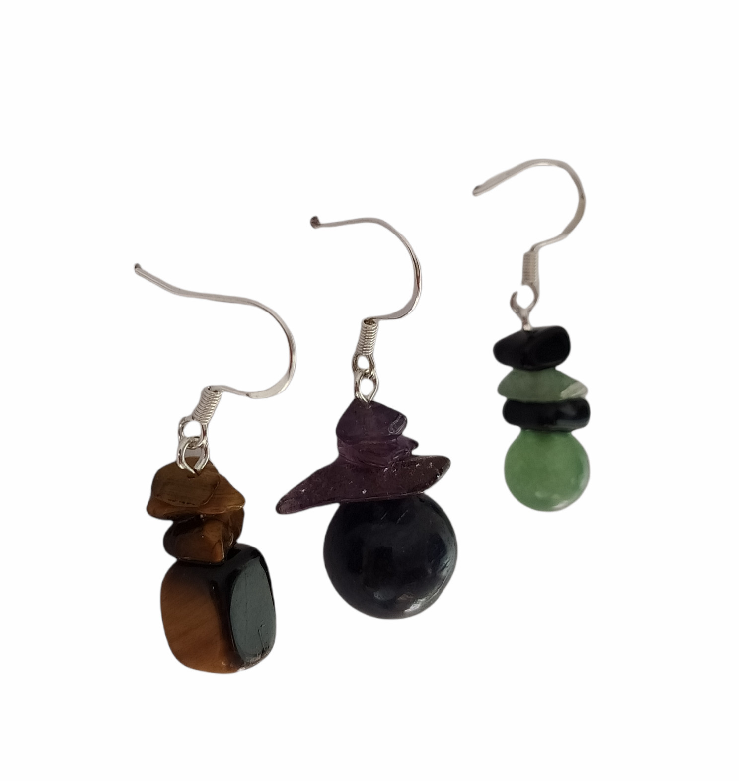 Amethyst, Jade & Tiger’s eye In Beautiful Earrings Handmade & Free Shipping!!.