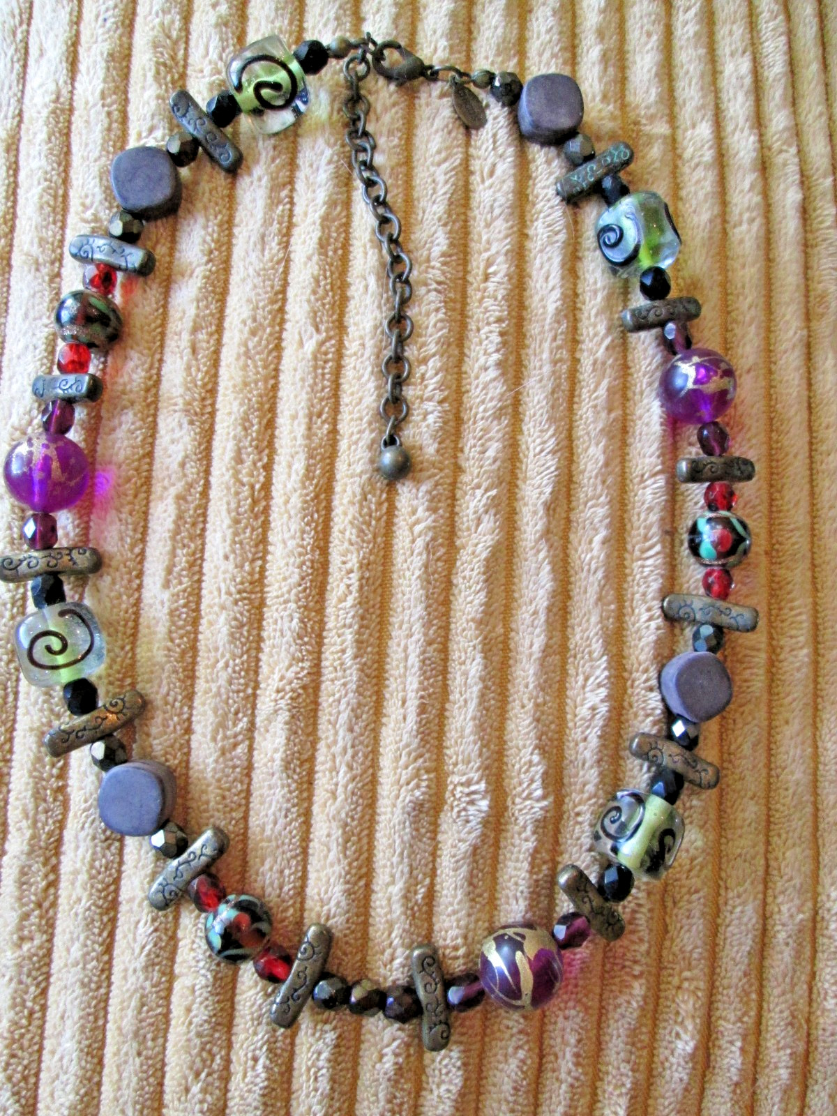 Vintage Chico’s Statement Multicolor Beads Glass Artwork 16″ – 19″ Necklace