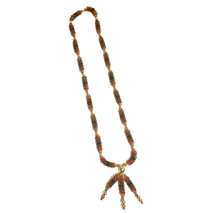 1970’s Vintage Boho Beaded Necklace with Tassles, Earthtones