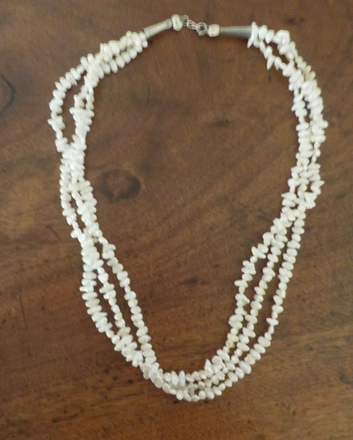 Triple Strand Rice Pearl Necklace, 22 inches, strung on wire