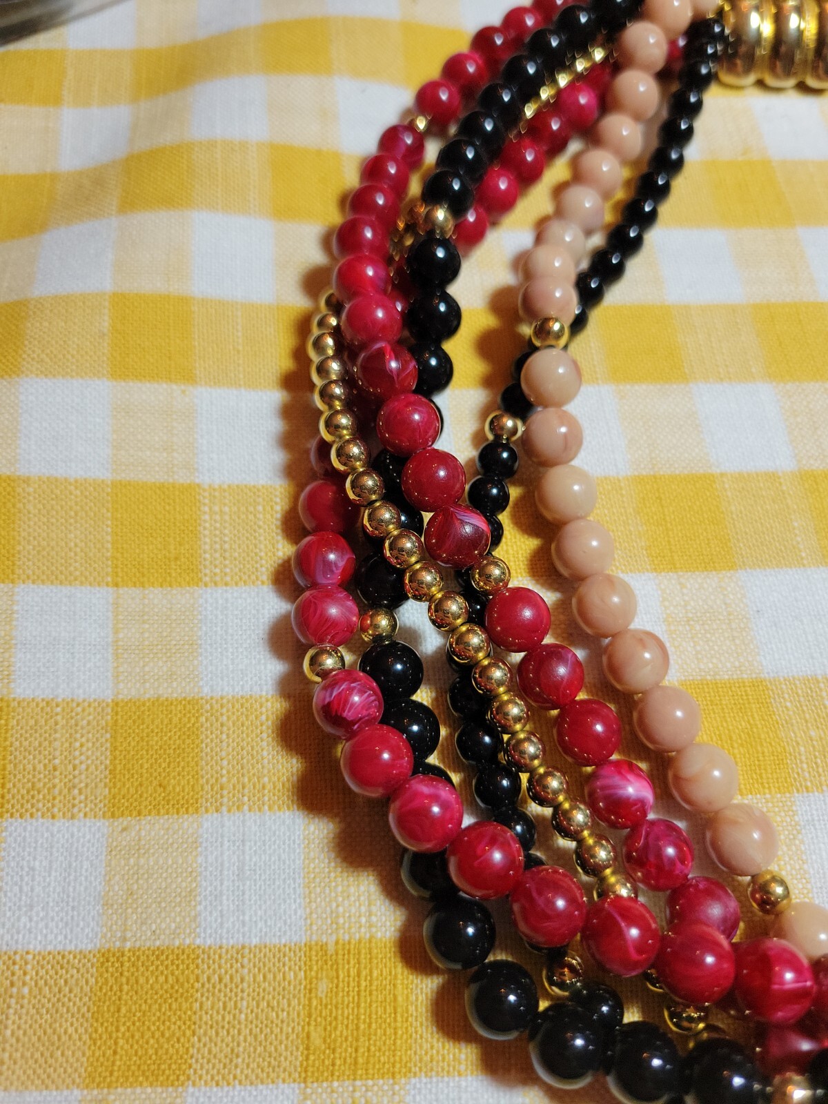 Vintage Gay Boyer Multi Strand Bead Costume Necklace
