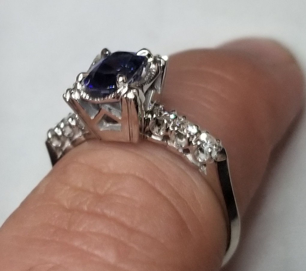 Vintage 14k White Gold Engagement Ring 1.52ct Natural Untreated Blue Sapphire