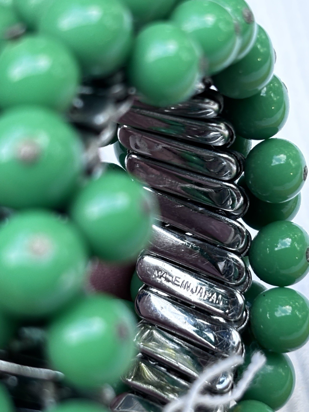 Vintage Apple Green Beaded Cha Cha Expansion Bracelet