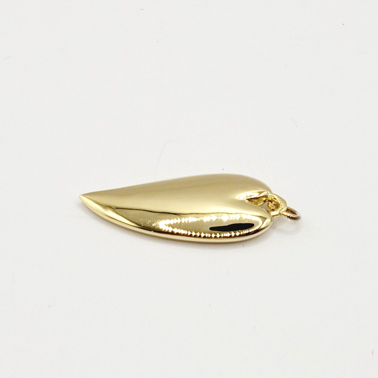 Modernist Heart Slim Curved Elongated Shape Light Puff Gold Tone Vintage Pendant