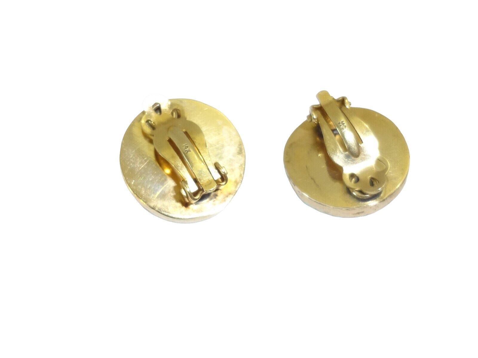 Antique 14K Gold Persian Turquoise Cluster Round Clip Earrings 18.2 Grams!